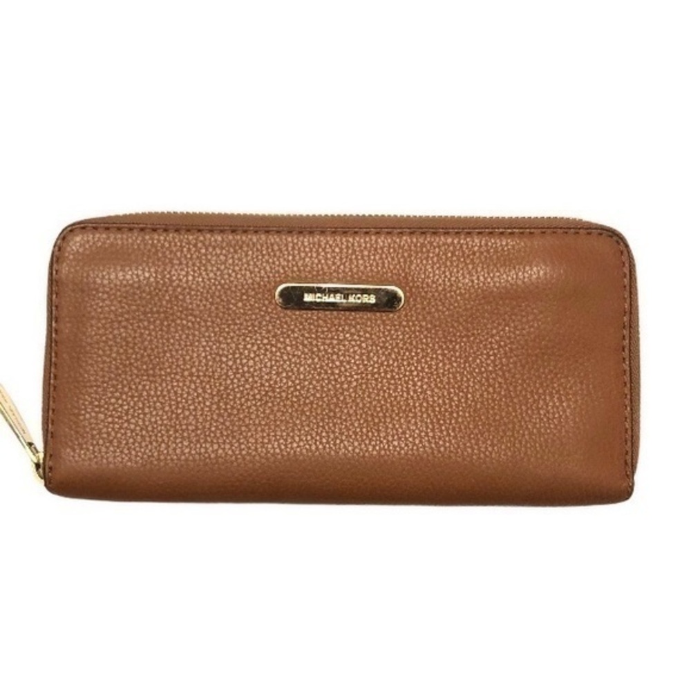 Michael kors brown leather zipper wallet